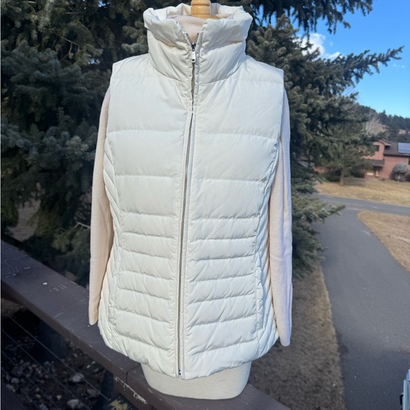 Talbots Quilted Ivory Down Puffer Vest - Picture 2 of 7